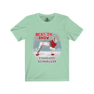 Standard Schnauzer Best In Snow Unisex Jersey Short Sleeve Tee