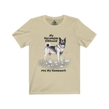 Load image into Gallery viewer, My Norwegian Elkhound Ate My Homework Unisex Jersey Short Sleeve Tee