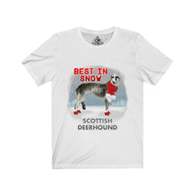 Load image into Gallery viewer, Scottish Deerhound Best In Snow Unisex Jersey Short Sleeve Tee
