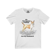 Load image into Gallery viewer, My Portuguese Podengo Pequeno Ate My Homework Unisex Jersey Short Sleeve Tee