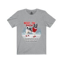 Load image into Gallery viewer, Norwegian Elkhound Best In Snow Unisex Jersey Short Sleeve Tee