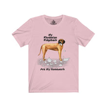 Load image into Gallery viewer, My Rhodesian Ridgeback Ate My Homework Unisex Jersey Short Sleeve Tee