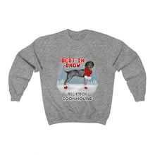 Load image into Gallery viewer, Bluetick Coonhound Best In Snow Heavy Blend™ Crewneck Sweatshirt