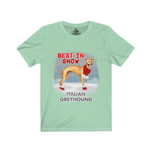 Load image into Gallery viewer, Italian Greyhound Best In Snow Unisex Jersey Short Sleeve Tee