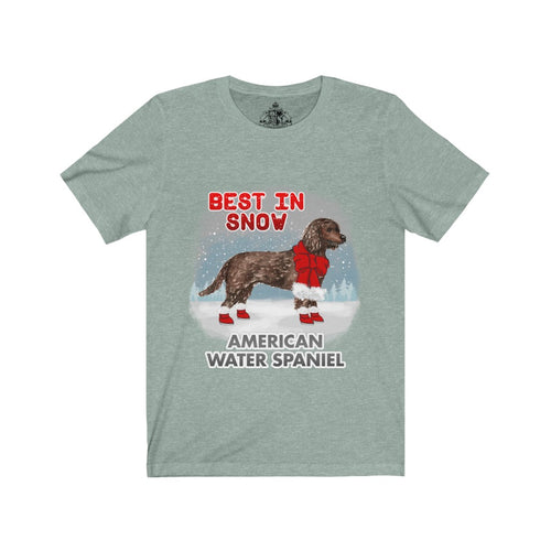 American Water Spaniel Best In Snow Unisex Jersey Short Sleeve Tee