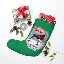 Load image into Gallery viewer, Doberman Pinscher Best In Snow Christmas Stockings