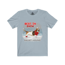 Load image into Gallery viewer, Basset Hound Best In Snow Unisex Jersey Short Sleeve Tee