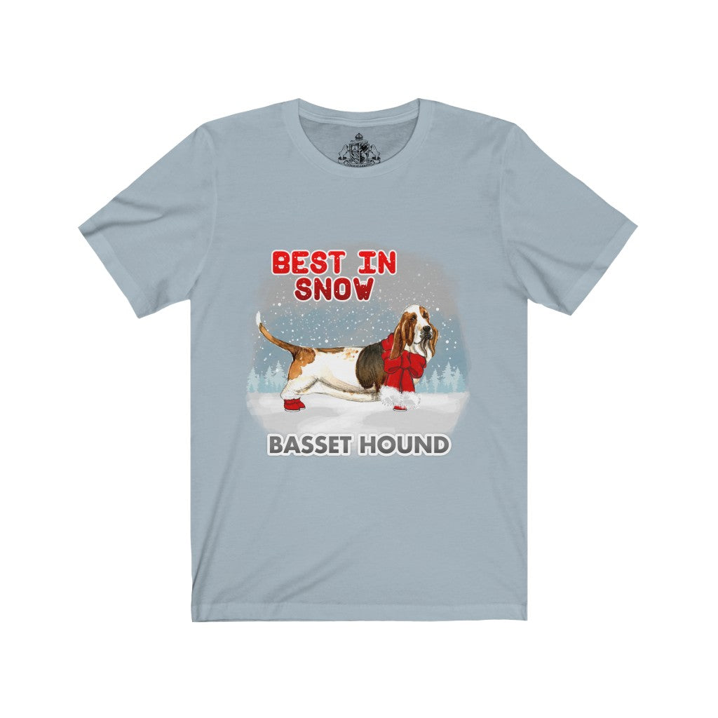 Basset Hound Best In Snow Unisex Jersey Short Sleeve Tee