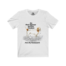 Load image into Gallery viewer, My Petit Basset Griffon Vendeen Ate My Homework Unisex Jersey Short Sleeve Tee
