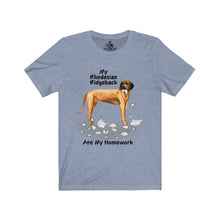 Load image into Gallery viewer, My Rhodesian Ridgeback Ate My Homework Unisex Jersey Short Sleeve Tee
