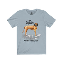 Load image into Gallery viewer, My Rhodesian Ridgeback Ate My Homework Unisex Jersey Short Sleeve Tee