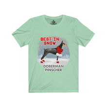 Load image into Gallery viewer, Doberman Pinscher Best In Snow Unisex Jersey Short Sleeve Tee