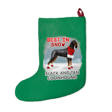 Load image into Gallery viewer, Black and Tan Coonhound Best In Snow Christmas Stockings