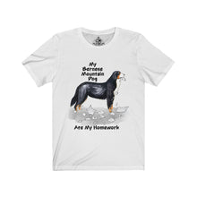 Load image into Gallery viewer, My Bernese Mountain Dog Ate My Homework Unisex Jersey Short Sleeve Tee