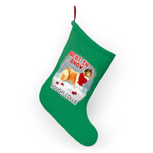 Load image into Gallery viewer, Rough Collie Best In Snow Christmas Stockings