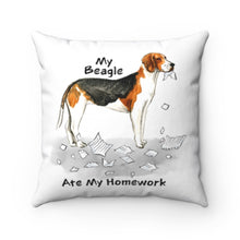 Load image into Gallery viewer, My Beagle Ate My Homework Square Pillow