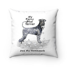 Load image into Gallery viewer, My Kerry Blue Terrier Ate My Homework Square Pillow