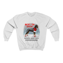 Load image into Gallery viewer, Black and Tan Coonhound Best In Snow Heavy Blend™ Crewneck Sweatshirt