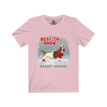 Load image into Gallery viewer, Basset Hound Best In Snow Unisex Jersey Short Sleeve Tee