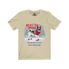 Load image into Gallery viewer, Norwegian Elkhound Best In Snow Unisex Jersey Short Sleeve Tee