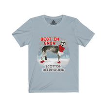 Load image into Gallery viewer, Scottish Deerhound Best In Snow Unisex Jersey Short Sleeve Tee