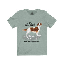 Load image into Gallery viewer, My Irish Red and White Setter Ate My Homework Unisex Jersey Short Sleeve Tee