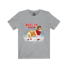 Load image into Gallery viewer, Rough Collie Best In Snow Unisex Jersey Short Sleeve Tee