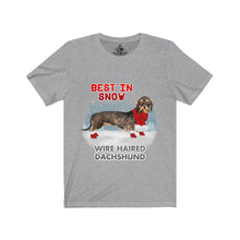 Load image into Gallery viewer, Wire Haired Dachshund Best In Snow Unisex Jersey Short Sleeve Tee
