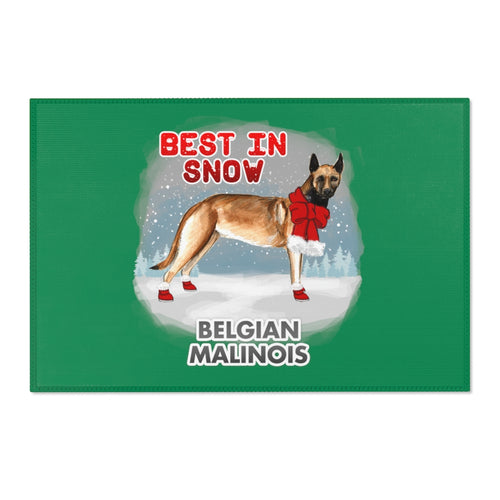 Belgian Malinois Best In Snow Area Rug
