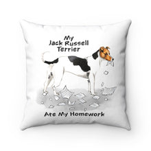 Load image into Gallery viewer, My Jack Russell Terrier Ate My Homework Square Pillow