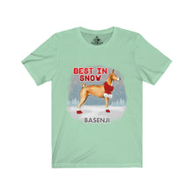 Load image into Gallery viewer, Basenji Best In Snow Unisex Jersey Short Sleeve Tee