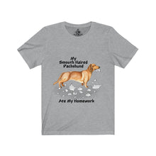 Load image into Gallery viewer, My Smooth Haired Dachschund Ate My Homework Unisex Jersey Short Sleeve Tee