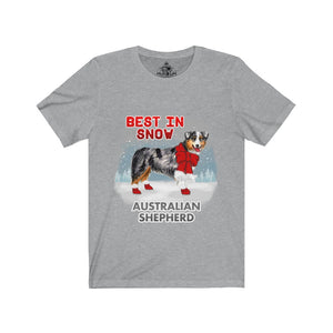 Australian Shepherd Best In Snow Unisex Jersey Short Sleeve Tee