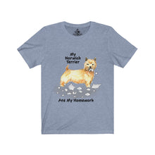 Load image into Gallery viewer, My Norwich Terrier Ate My Homework Unisex Jersey Short Sleeve Tee