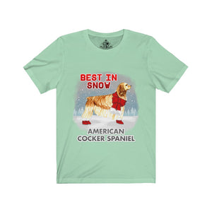 American Cocker Spaniel Best In Snow Unisex Jersey Short Sleeve Tee