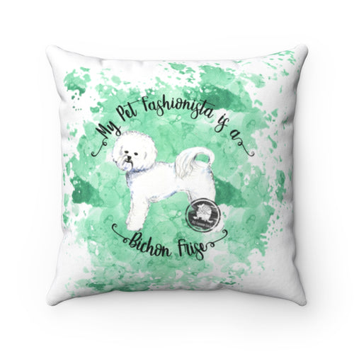 Bichon Frise Pet Fashionista Square Pillow