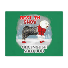 Load image into Gallery viewer, Old English Sheepdog Best In Snow Placemat
