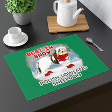 Load image into Gallery viewer, Polish Lowland Sheepdog Best In Snow Placemat