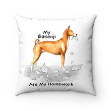 Load image into Gallery viewer, My Basenji Ate My Homework Square Pillow
