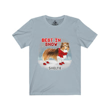 Load image into Gallery viewer, Sheltie Best In Snow Unisex Jersey Short Sleeve Tee
