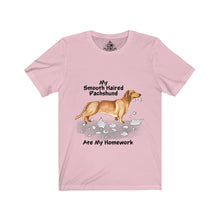 Load image into Gallery viewer, My Smooth Haired Dachschund Ate My Homework Unisex Jersey Short Sleeve Tee