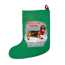 Load image into Gallery viewer, Long Haired Dachshund Best In Snow Christmas Stockings