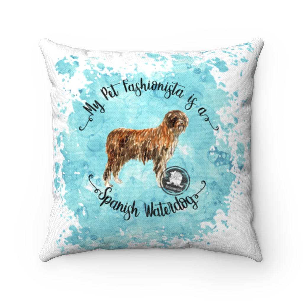 Spanish Waterdog Pet Fashionista Square Pillow