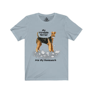 My Airedale Terrier Ate My Homework Unisex Jersey Short Sleeve Tee