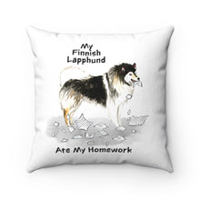 Load image into Gallery viewer, My Finnish Lapphund Ate My Homework Square Pillow