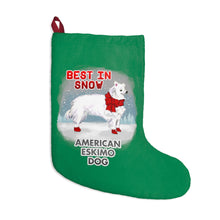 Load image into Gallery viewer, American Eskimo Dog Best In Snow Christmas Stockings