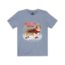 Load image into Gallery viewer, Sheltie Best In Snow Unisex Jersey Short Sleeve Tee