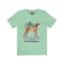 Load image into Gallery viewer, My Redbone Coonhound Ate My Homework Unisex Jersey Short Sleeve Tee