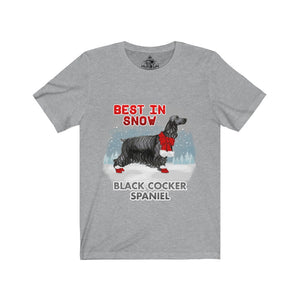 Black Cocker Spaniel Best In Snow Unisex Jersey Short Sleeve Tee