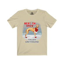 Load image into Gallery viewer, Italian Greyhound Best In Snow Unisex Jersey Short Sleeve Tee